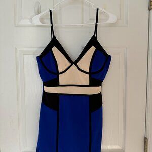 Privy Block Color Blue and Tan Dress - Size Medium - Modern and Chic